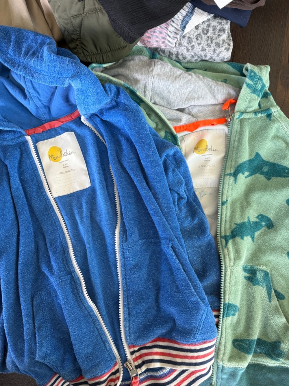 Mini Boden Blue Terry Hooded Zip Jacket
